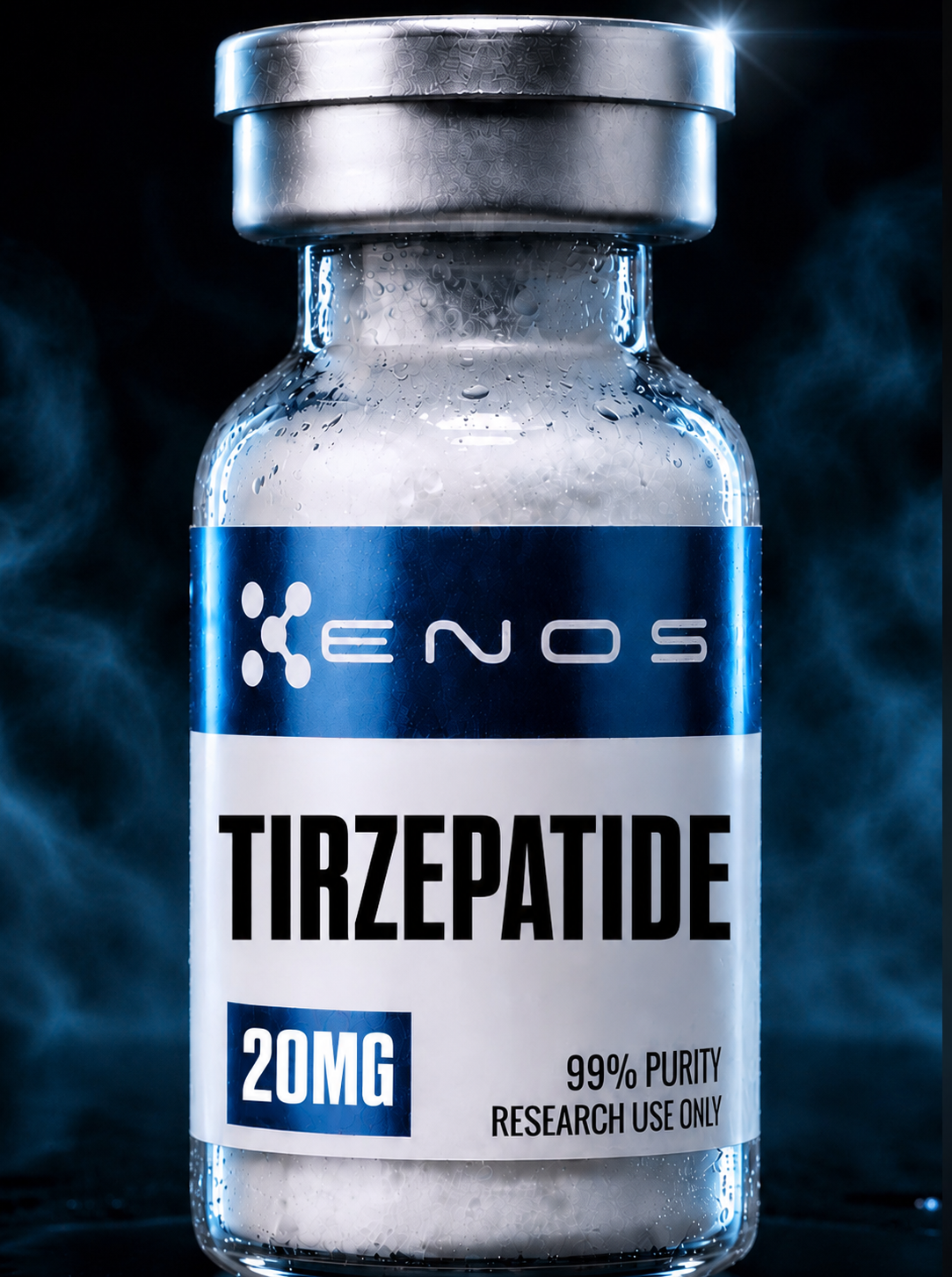 Tirzepatide 20MG (GLP-2 "TIRZ") research vial, ENOS Labs USA