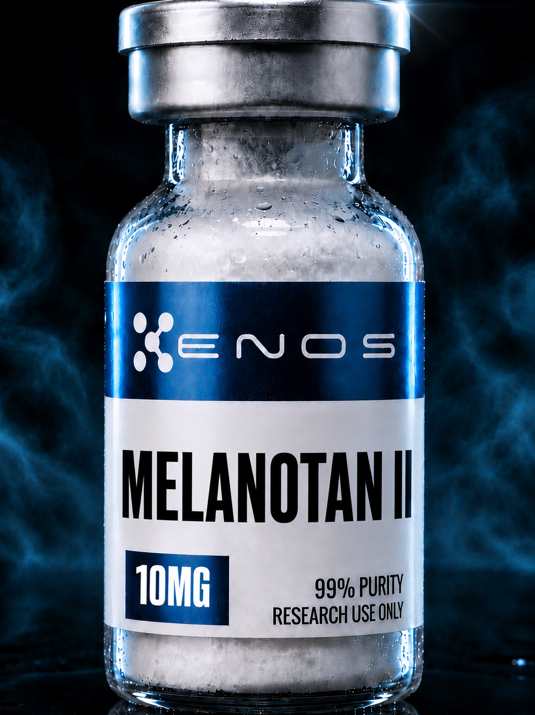 Melanotan II 10MG (Cyclic α-MSH Analog) research vial, ENOS Labs USA