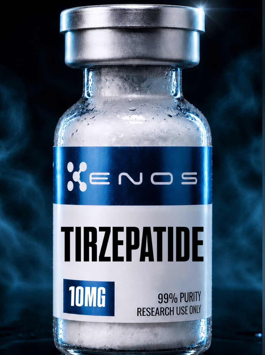 Tirzepatide (GLP-2 "TIRZ") 10MG research vial, ENOS Labs USA