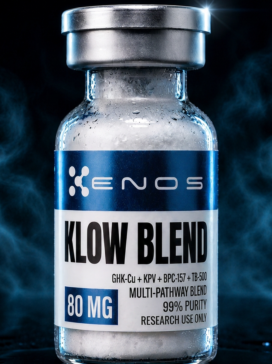 KLOW Blend 80MG (GHK-Cu, KPV, BPC-157, TB-500) research vial, ENOS Labs USA
